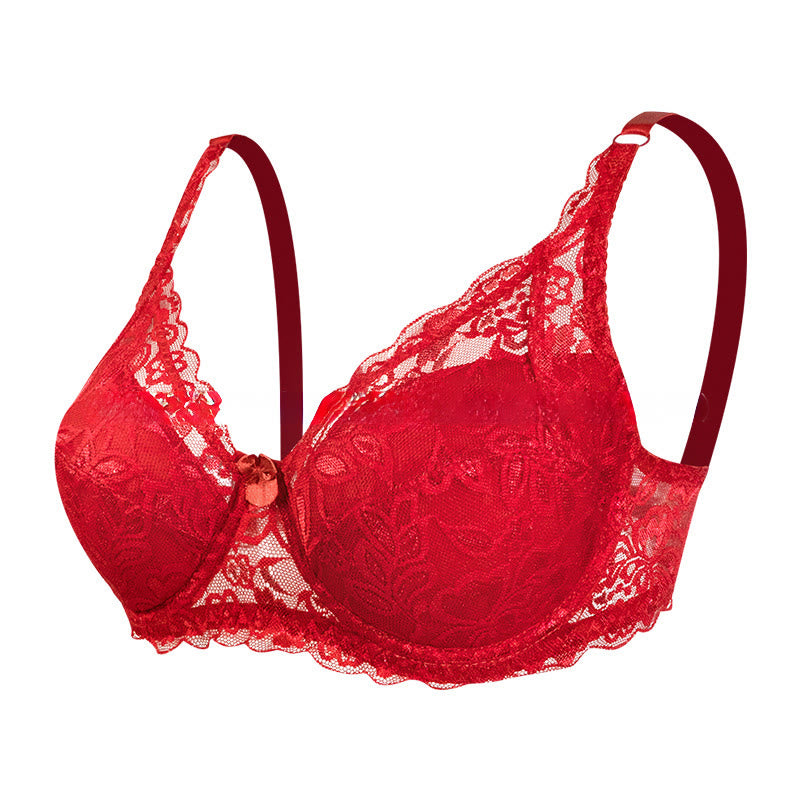 Soutien-gorge élégant à armatures en dentelle - Rouge - 42 - D - image 16