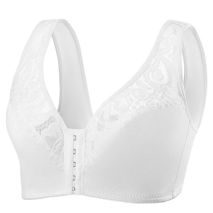 Soutien-gorge sans armatures à fermeture en dentelle sur le devant - Blanc - 4XL - image 17