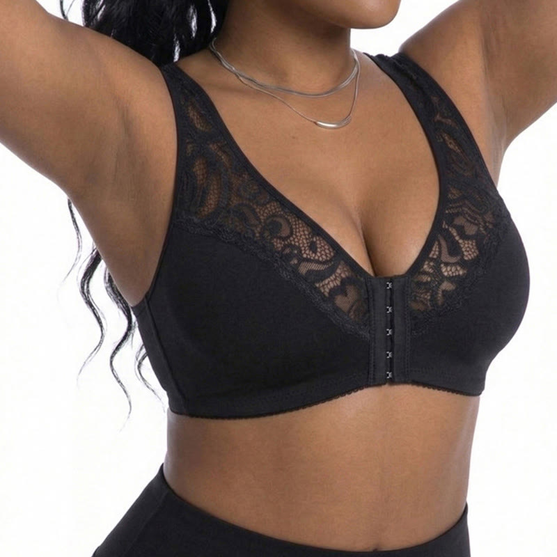 Soutien-gorge sans armatures à fermeture en dentelle sur le devant - image 6