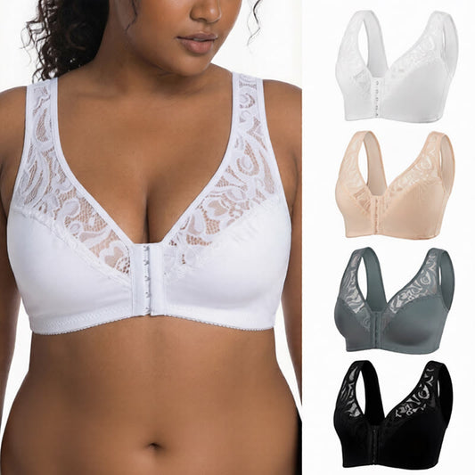 Soutien-gorge sans armatures à fermeture en dentelle sur le devant - image 0