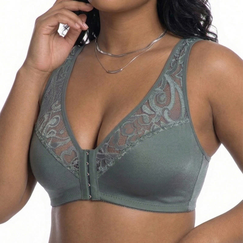 Soutien-gorge sans armatures à fermeture en dentelle sur le devant - image 10
