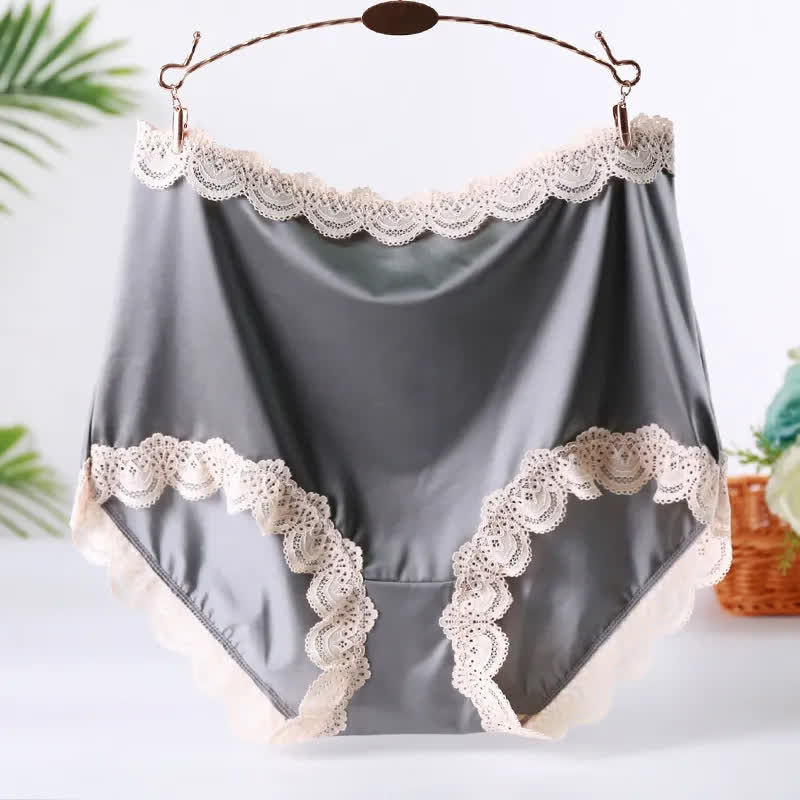 Culotte taille haute en dentelle satinée (lot de 2) - Vert - XXL - image 2