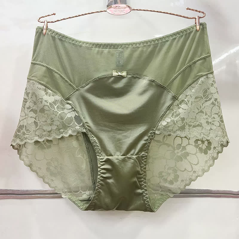 Culotte taille haute en dentelle satinée (lot de 2) - Vert clair - XXXL - image 2