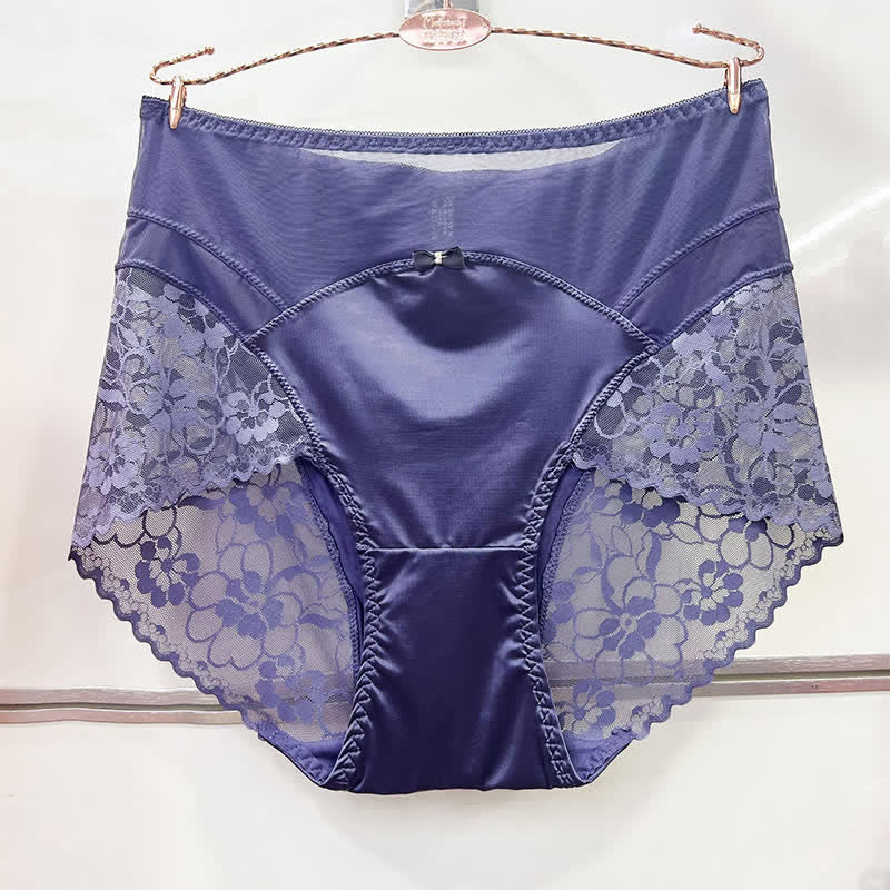 Culotte taille haute en dentelle satinée (lot de 2) - Violet - XXXL - image 5