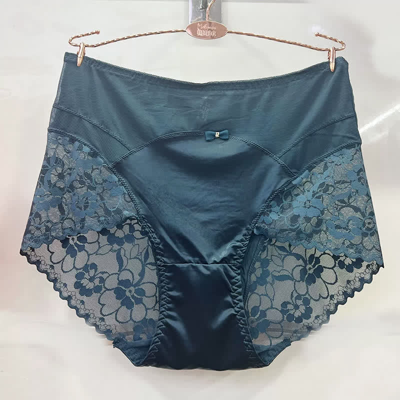 Culotte taille haute en dentelle satinée (lot de 2) - Vert foncé - XXXL - image 6