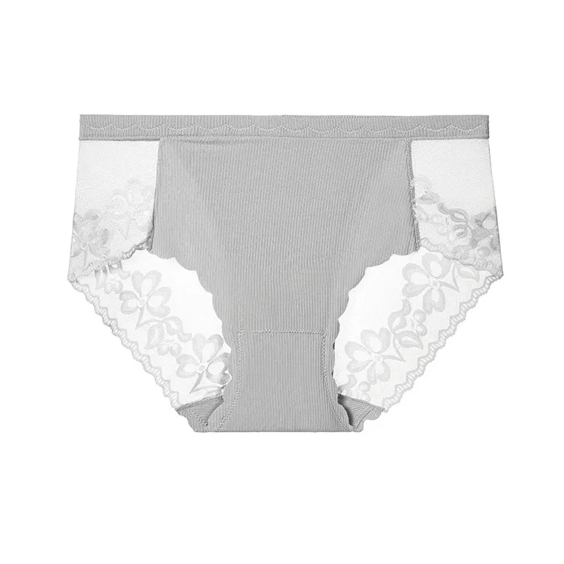 Culotte en dentelle florale douce (lot de 3) - Gris - 4XL - image 5