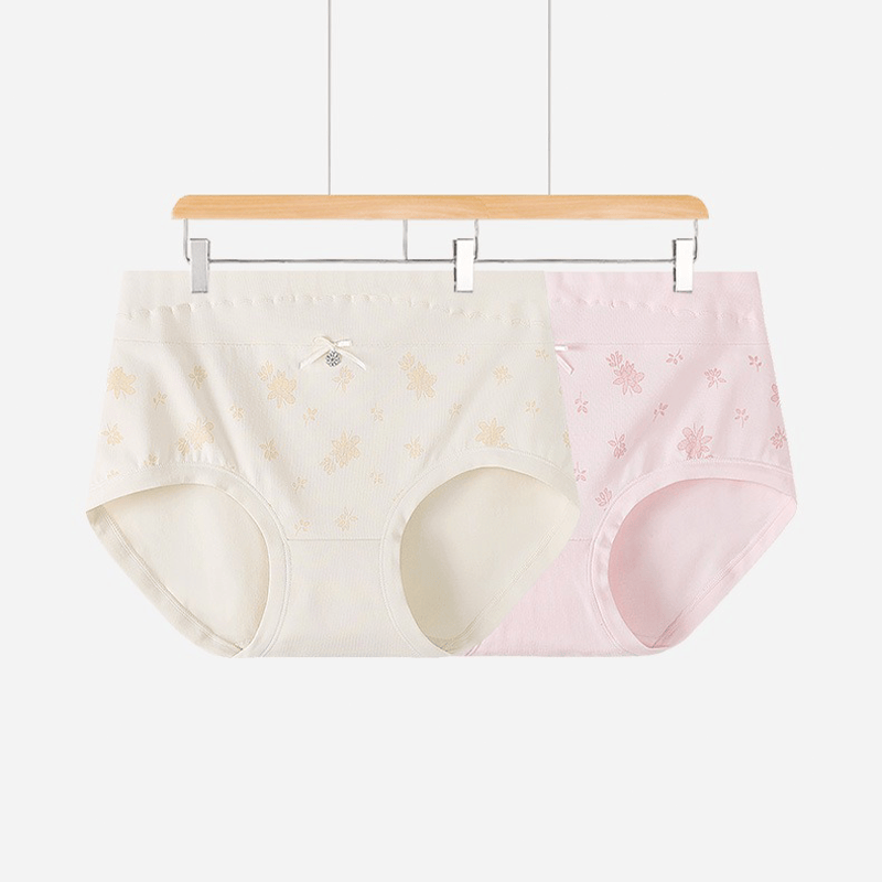 Culotte taille haute en coton à motif floral (lot de 2) - image 1