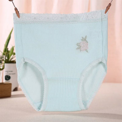 Culottes en coton taille haute à dentelle florale (lot de 3) - Vert - XXXL - image 9