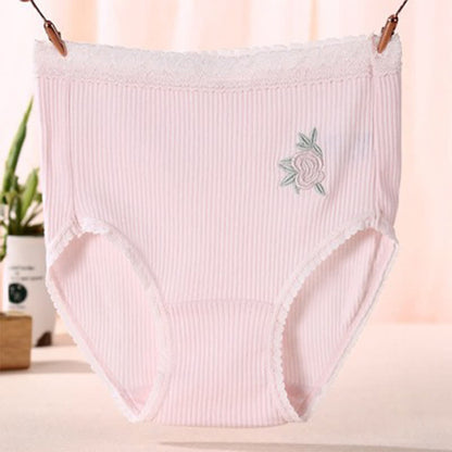 Culottes en coton taille haute à dentelle florale (lot de 3) - Rose - XXXL - image 5