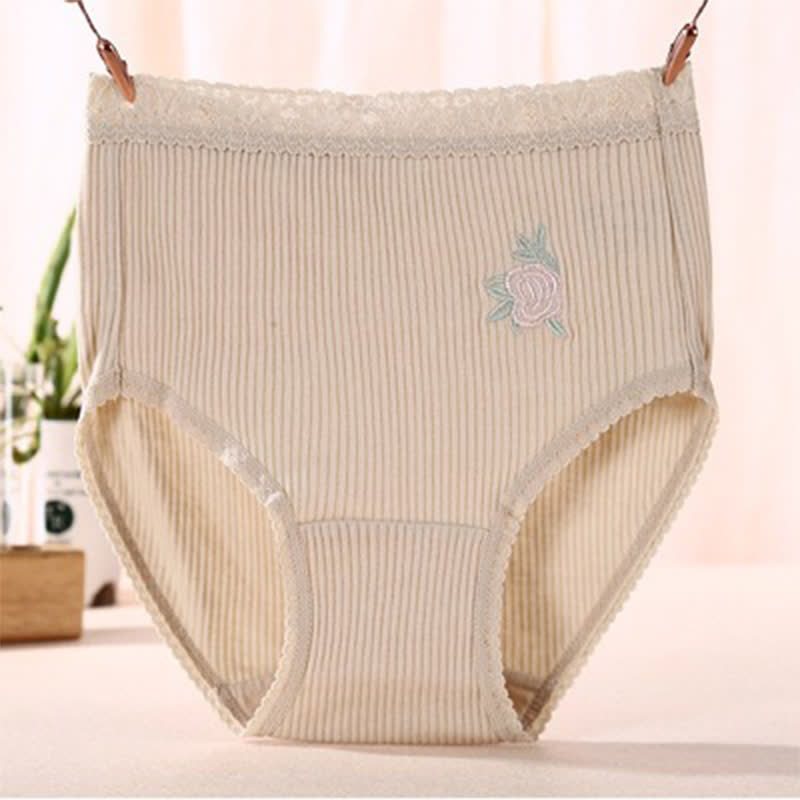 Culottes en coton taille haute à dentelle florale (lot de 3) - Nu - XXXL - image 8