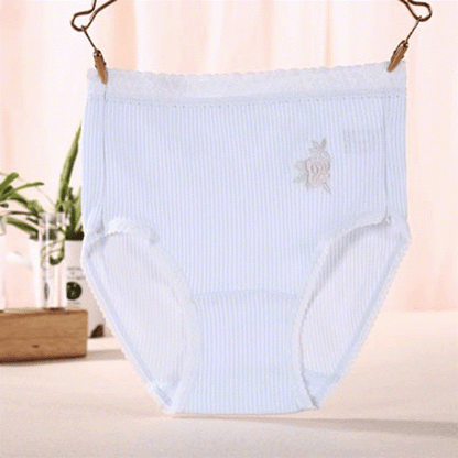 Culottes en coton taille haute à dentelle florale (lot de 3) - Bleu - XXXL - image 6