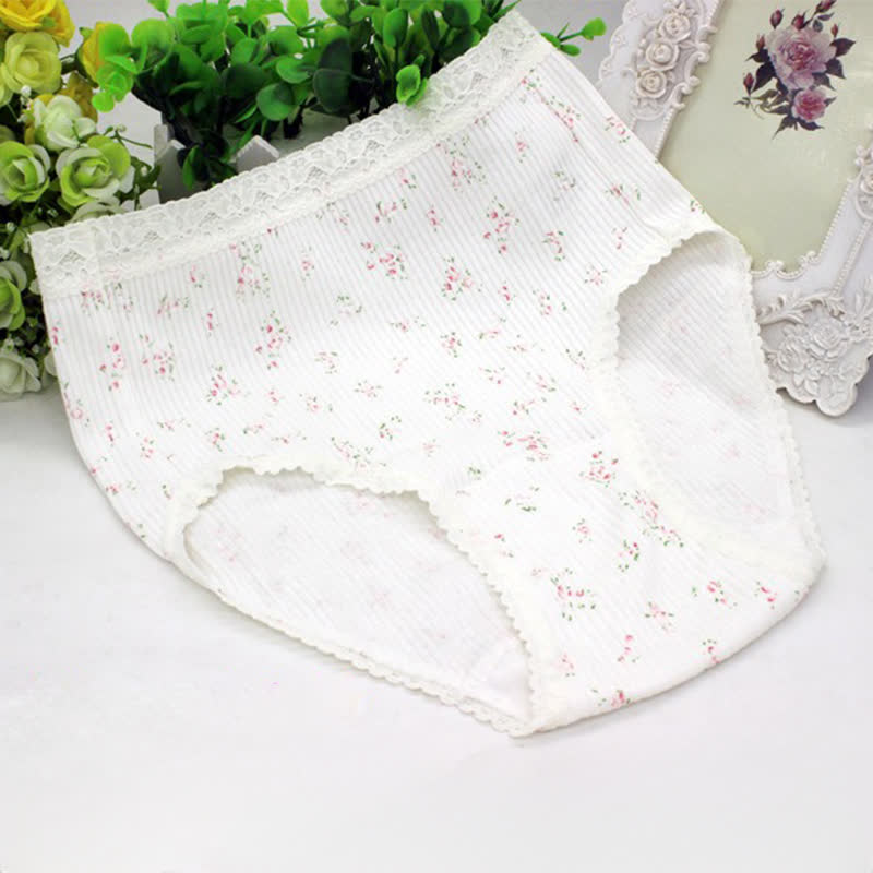 Culottes en coton taille haute en dentelle florale (lot de 3) - Blanc - XXXL - image 2