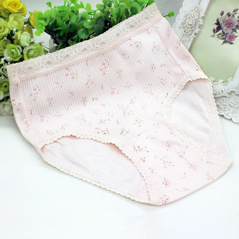 Culottes en coton taille haute en dentelle florale (lot de 3) - Rose - XXXL - image 4
