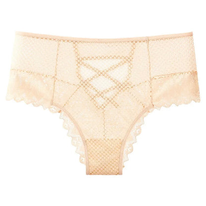 Culotte croisée en dentelle transparente (lot de 2) - Abricot - 3XL - image 3