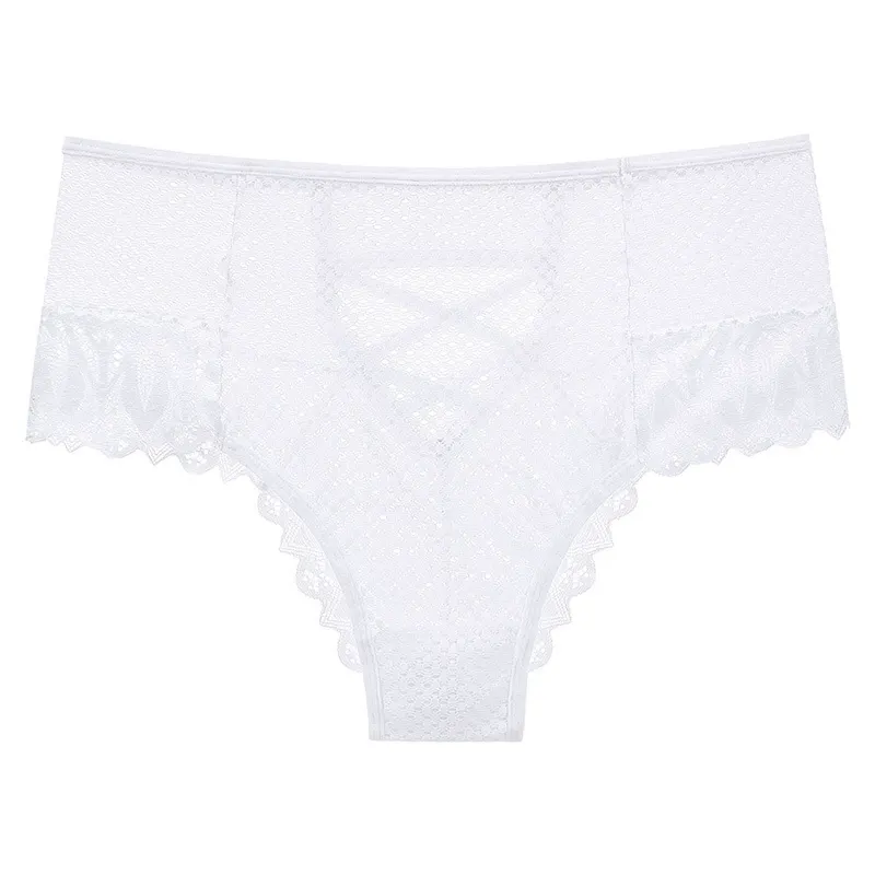 Culotte croisée en dentelle transparente (lot de 2) - Blanc - 3XL - image 5