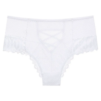 Culotte croisée en dentelle transparente (lot de 2) - Blanc - 3XL - image 5