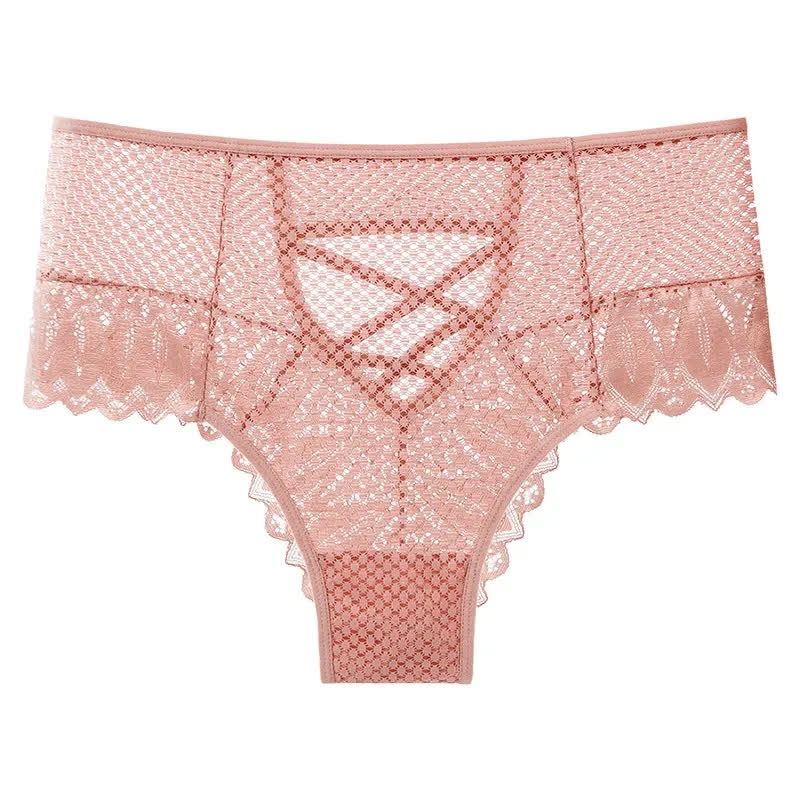 Culotte croisée en dentelle transparente (lot de 2) - Rose - 3XL - image 6