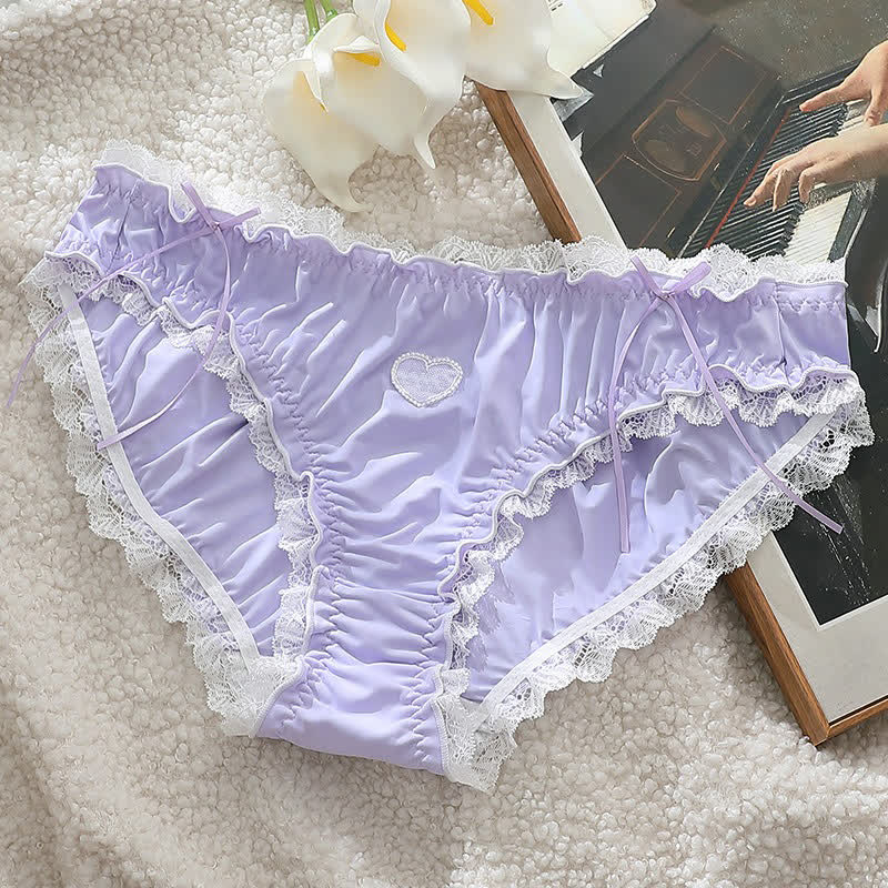 Culotte taille mi-haute à nœud en dentelle en forme de cœur (lot de 2) - Violet - 4XL - image 5