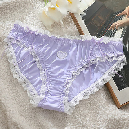 Culotte taille mi-haute à nœud en dentelle en forme de cœur (lot de 2) - Violet - 4XL - image 5