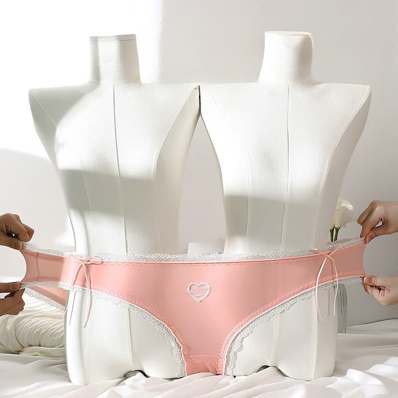 Culotte taille mi-haute à nœud en dentelle en forme de cœur (lot de 2) - image 1