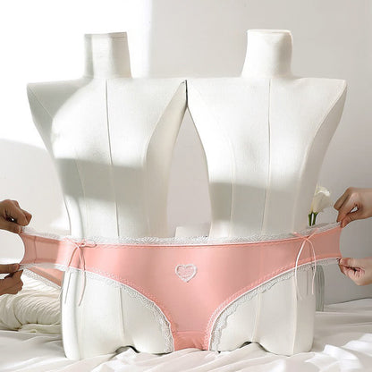 Culotte taille mi-haute à nœud en dentelle en forme de cœur (lot de 2) - image 1