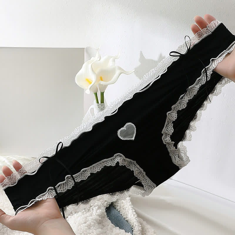Culotte taille mi-haute à nœud en dentelle en forme de cœur (lot de 2) - image 2