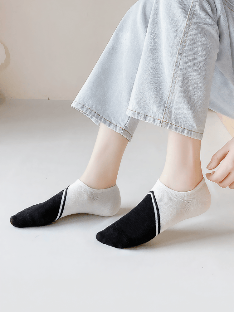 Chaussettes invisibles en bambou bicolore (5 paires) - image 1