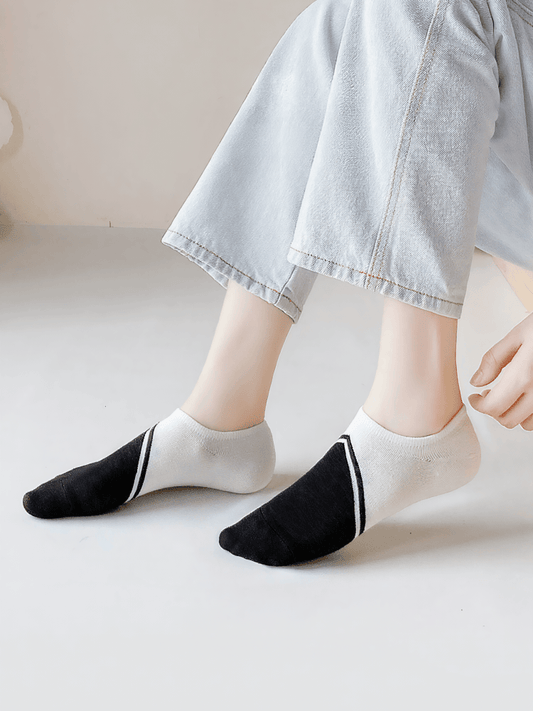 Chaussettes invisibles en bambou bicolore (5 paires) - Multicolore - UE39-44 (US5-10) - image 0