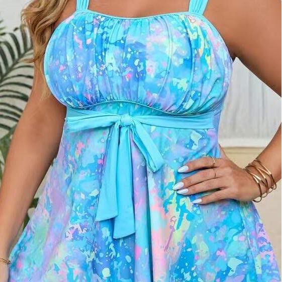 Maillot de bain deux pièces tie-dye - Bleu - 4XL - image 3