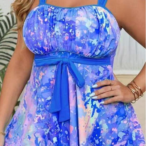 Maillot de bain deux pièces tie-dye - Bleu marine - 4XL - image 2
