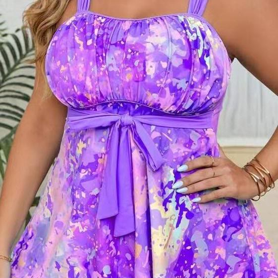 Maillot de bain deux pièces tie-dye - Violet - 4XL - image 4