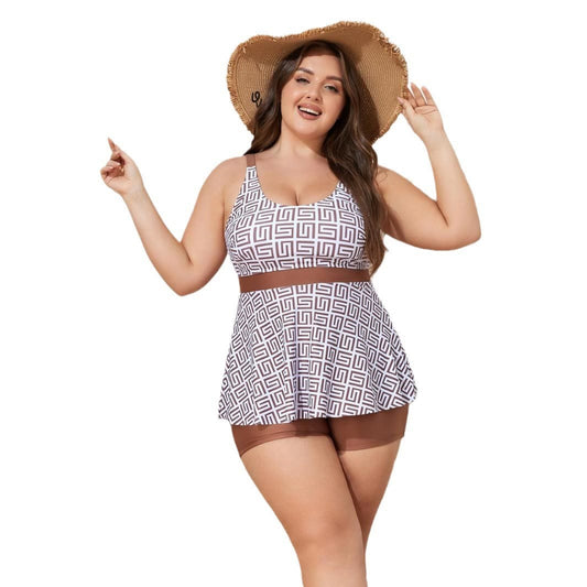 Maillot de bain débardeur à imprimé géométrique - image 0