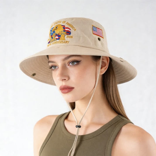 Chapeau de soleil d'extérieur brodé d'un aigle et d'un drapeau - image 0
