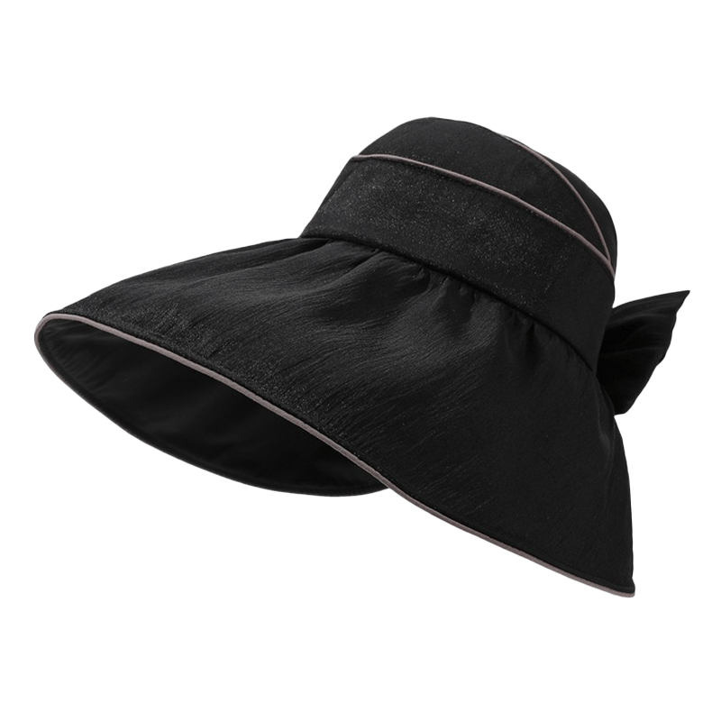 Chapeau de soleil d'extérieur à large bord avec nœud - Noir - One Size - image 3