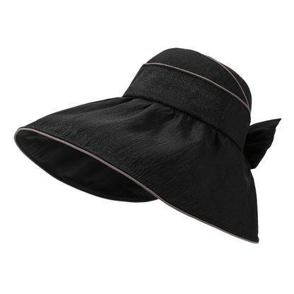 Chapeau de soleil d'extérieur à large bord avec nœud - Noir - One Size - image 3