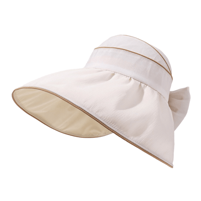 Chapeau de soleil d'extérieur à large bord avec nœud - Beige - One Size - image 4
