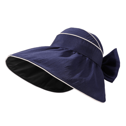 Chapeau de soleil d'extérieur à large bord avec nœud - Bleu marine - One Size - image 5