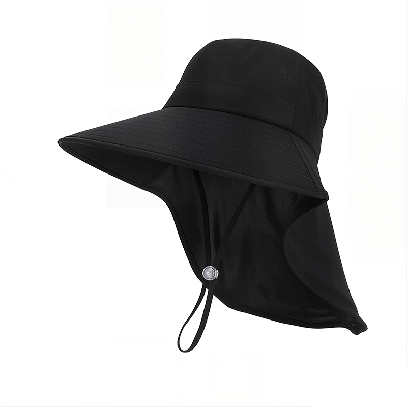 Chapeau de soleil de voyage à large bord et à épaule drapée - Noir - One Size - image 9