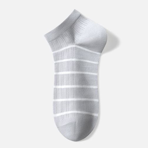 Chaussettes rayées en coton (5 paires) - Gris clair - EU39-44(US6-10) - image 3