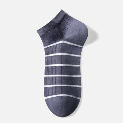 Chaussettes rayées en coton (5 paires) - Bleu - EU39-44(US6-10) - image 1