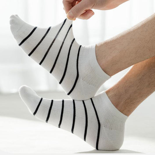 Chaussettes rayées en coton (5 paires) - image 0