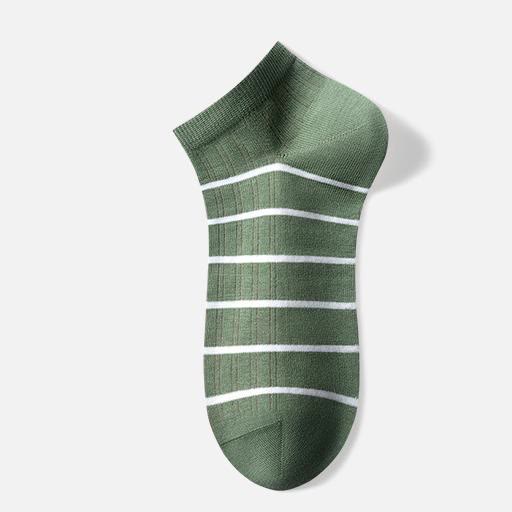 Chaussettes rayées en coton (5 paires) - Vert armée - EU39-44(US6-10) - image 6