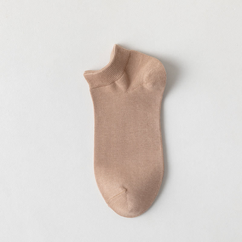Chaussettes basses en coton doux (5 paires) - Café - EU39-44(US6-10) - image 5