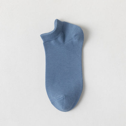 Chaussettes basses en coton doux (5 paires) - Bleu - EU39-44(US6-10) - image 4