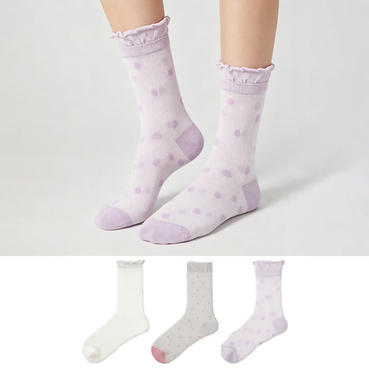 Chaussettes Sweet Dot transparentes quart de tour (3 paires) - image 0