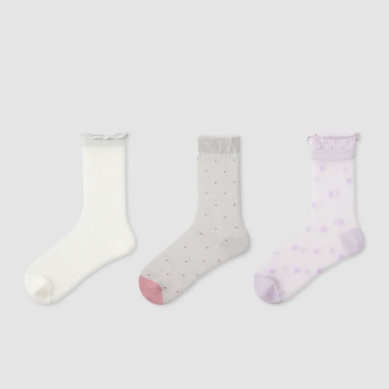 Chaussettes Sweet Dot transparentes quart de tour (3 paires) - Multicolore - UE35-39 (US2-6) - image 1