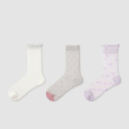 Chaussettes Sweet Dot transparentes quart de tour (3 paires) - Multicolore - UE35-39 (US2-6) - image 1