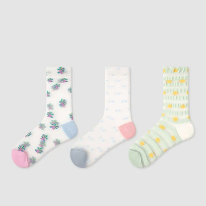 Chaussettes pastel transparentes de tous les jours (3 paires) - Multicolore - UE35-39 (US2-6) - image 1