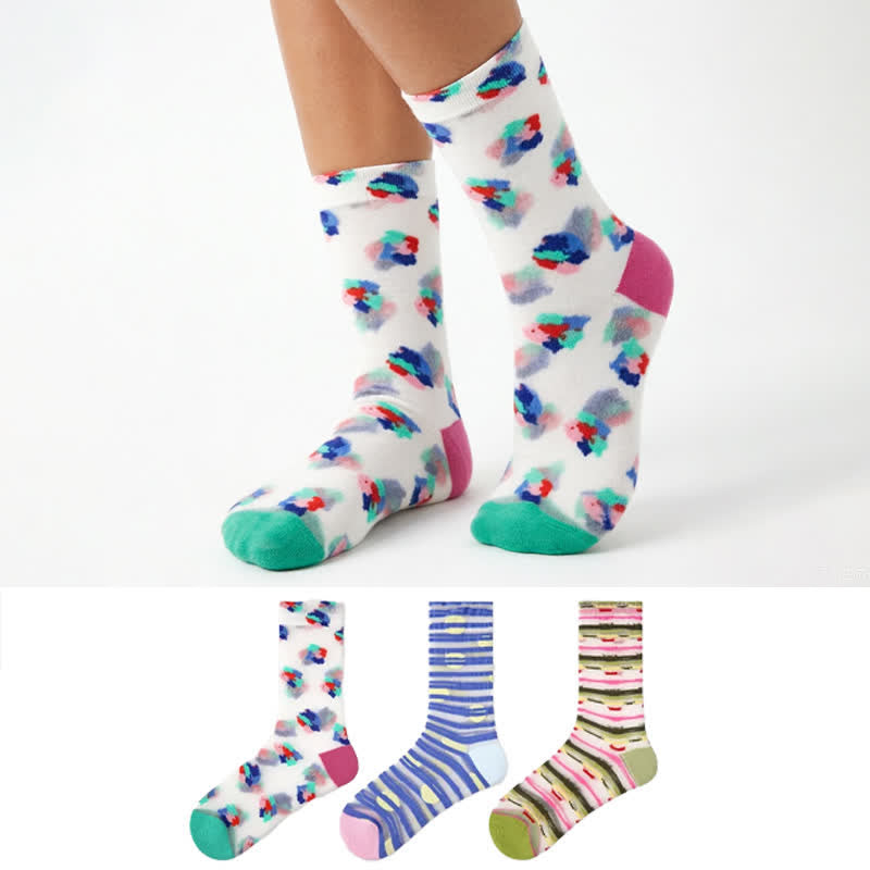 Chaussettes courtes transparentes à pois aquarelle (3 paires) - image 0