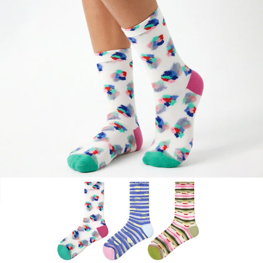 Chaussettes courtes transparentes à pois aquarelle (3 paires) - image 0